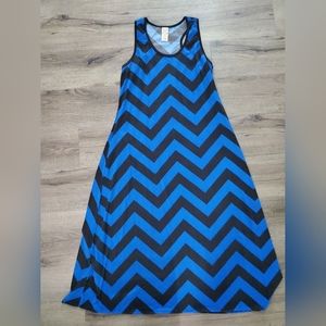 Faded Glory Blue and Black Chevron Maxi Dress Size XXL